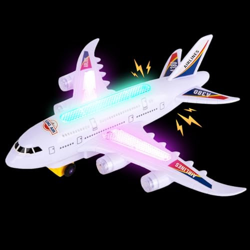 YUYWWAN Flygplan leksak med ljus ljud rörliga hjul lysande flygplan leksak för pojkar och flickor