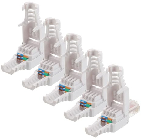 Homoyoyo 5pcs Ethernet Modular Connector Pass Through Plugs Unshielded Network Cable Ends for Home Office Internet Wiring Gigabit Ready