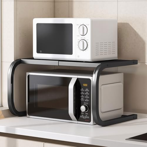 Blissbuilt Fixed Microwave Oven Rack,Kitchen Countertop Over Microwave Stand Shelf Unit,Kitchen Worktop Organiser For Air Fryer,Space Saving Standing Baker Racks