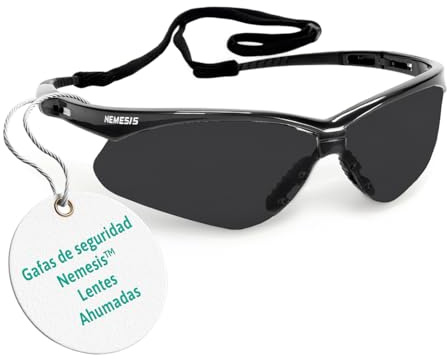 Ansell KleenGuard Nemesis Gafas de Seguridad, Puente Nasal Flexible, Diseño Ligero y Envolvente para Construcción, Tiro, Exterior e Industria – Fumé/Negro, 1 Par
