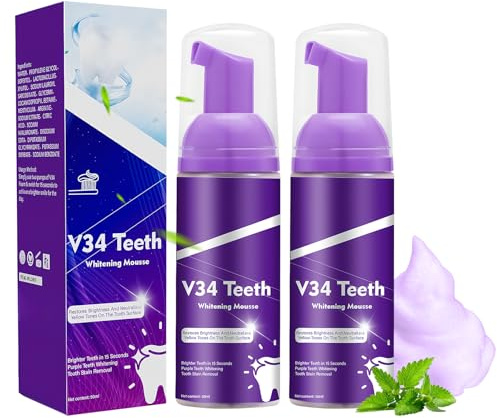 2 PCS Lila Zahnpasta Weisse Zähne 50ml Farbkorrektur Serum Zähne Purple Toothpaste Zahnaufhellung Zahnpasta Entfernt Effektiv Flecken Erfrischt Den Atem Zähnen Weißer Machen Ideal Für Hause Unterwegs