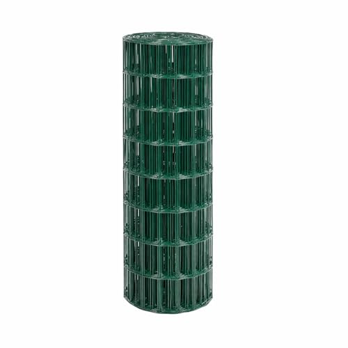 Malla Ganadera Metálica Plastificada Galvanizada Electrosoldada Verde, Red Pastoral Fuerte de Alta Resistencia, Cerca Forestal Europlast, Rollo de 25 metros de Largo (2 Metros de Alto)