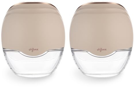 Difrax Hands-Free Elektrische Milchpumpe, kabellos, 2 Stück | 2 Milchpumpen, 3 Modi, 8 Saugstufen, leise, 120 ml Tank, wiederaufladbar mit USB-C