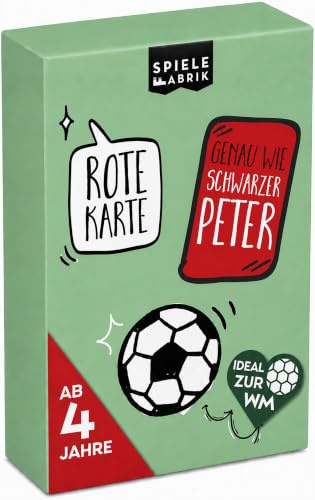 Spielefabrik® Rote Karte Fußball | Kartenspiel wie Schwarzer Peter für Jungen ab 4 Jahre | Fussballspiel mit 16 Karten-Paaren & 1 Roten Karte für Kinder | Geschenk & Mitbringspiel für Fußballfans