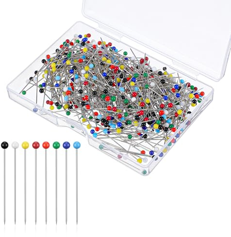 500 Stück Bunte Stecknadeln mit Kopf,32 mm Stecknadeln,Bunte Glaskopfnadeln,Nähen Abstecknadeln,für Basteln Nähen Säumen Craft,Jewelry Komponenten Dekoration