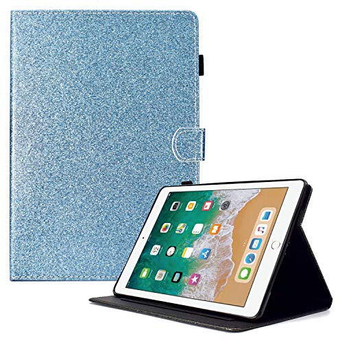 UGOcase New iPad 9.7 2018/2017 Case, iPad Air 1 2 Case, PU Leather Slim Multi Angle Viewing Stand Folio Smart Shell Auto Sleep Wake Cover for Apple iPad 9.7 6th/5th Gen, iPad Air 1 2, Blue