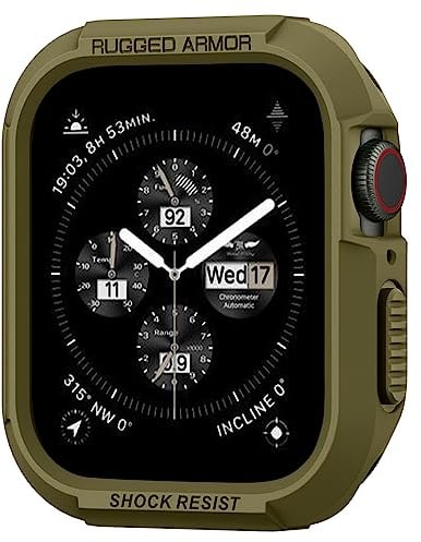 Spigen Funda Rugged Armor Compatible con Apple Watch Series 9 8 7 45mm y Series SE2 6 5 SE 4 44mm - Verde Oliva
