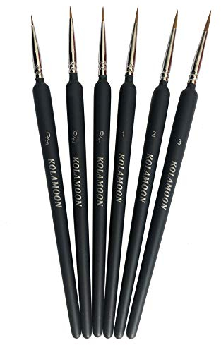 KOLAMOON 6 Pieces Fine Detail Paint Brushes Set Miniature Artist Paint Brushes set for Acrylic Painting, Watercolor, Model, Oil painting