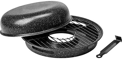 Browin 330300 Poêle à Gaz avec Une Grille, en Acier Carbone avec Revêtement Anti-Adhésif et Manche Amovible, pour Griller à la Maison 32,5 x 47,0 x 12,9 cm, Noir, big
