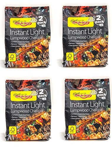Bar-Be-Quick Instant Light Lumpwood Charcoal, 2.7kg each pack (2 Pack x 4 units) Total 8 bags