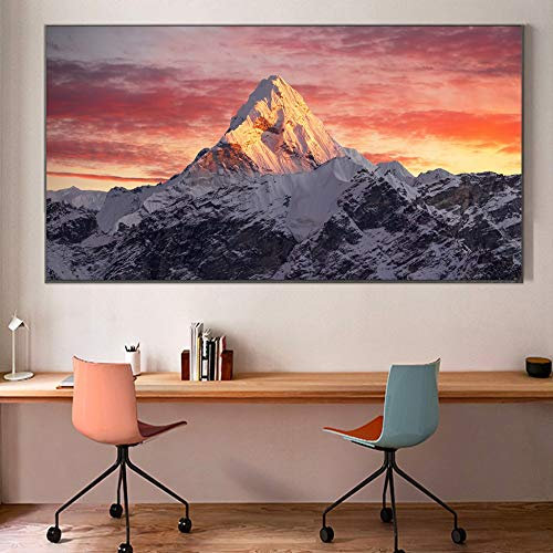 Mount Everest-Sonnenuntergang-Landschaft Poster Leinwand-Malerei und Druck, Moderne Kunst Dekorative Malerei, for Wohnzimmer und Büro Dekoration No Frame (Size : 30X50CM NO Frame)