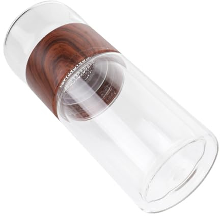 HEMOTON Glas Tee Aufguss Doppelwandig Glas Becher Wasserflasche Getränke Becher Reisebecher Tee Flasche für Loseblatt, Obst, 300Ml