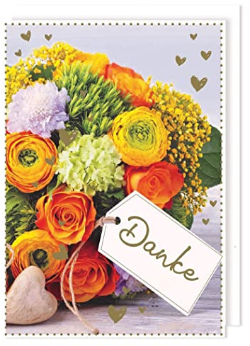 AvanCarte Riesen Karte Danke Grußkarte Foliendruck Herzen Blumenstrauß A4