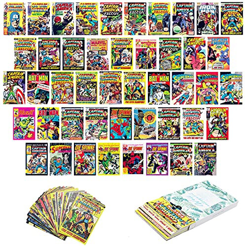 50Pcs Wall Collage Kit,Vintage Posters,Aesthetic Picture Indie Room Decor Art Posters 4x6 inch for Teens and Young Adults(Super-hero)