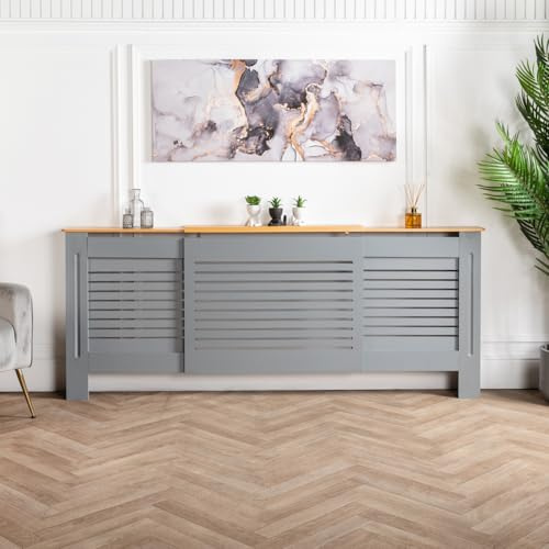 Home Treats Adjustable Radiator Cover | Extendable Heater Cover | Grey Radiator Cover | Radiator Shelf | Living Room Furniture (Adjustable, Grey)