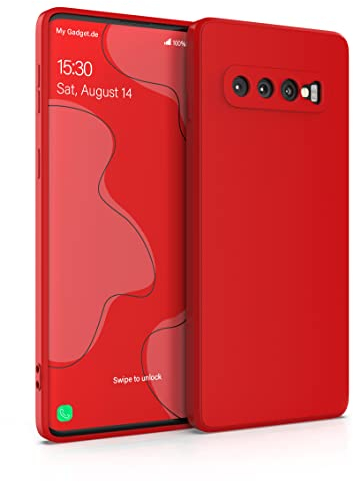 MyGadget Hülle kompatibel mit Samsung Galaxy S10 - robuste Handyhülle TPU Case Slim Silikonhülle - Back Cover Kratzfest Schutzhülle - Matt Rot