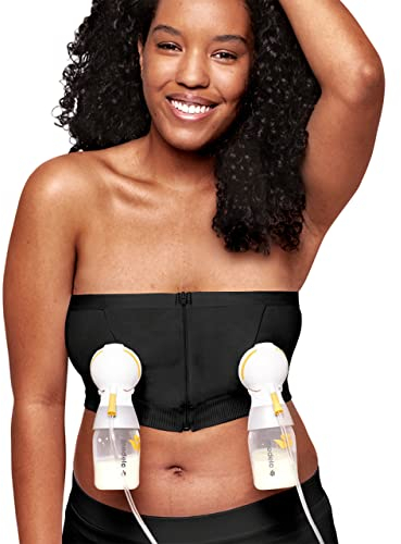 Medela Hands-free Abpump-Bustier von Medela | Abpump-BH für bequemes Abpumpen mit dem Material Adaptive Stretch für eine perfekte Passform Schwarz L