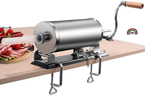 Poussoir à Saucisses Manuel en Acier Inoxydable - Pratique Machine à saucisses Vertical avec Support de fixation et 4 Remplissage Tubes - Capacité 3,6L pour Maison ou Restaurant
