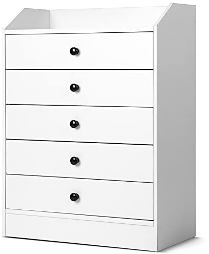 VOWNER Kommode, Kommode mit Schubladen, Schubladenschrank Komodenschrank, 60 x 80 x 30 cm (B/H/T) Schrank Sideboard für Schlafzimmer, Wohnzimmer, Weiß