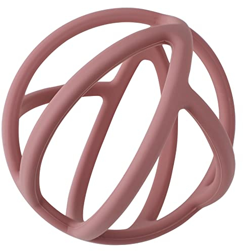Greifball für Babys, Lebensmittelqualität Silikon Beißring Ball Flexibler Ball Baby Spielzeug, 100% BPA-frei (Power Rose)