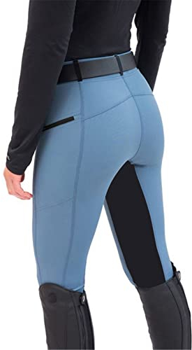 nicticsi Damen Mode Reiterhosen Slim Fit Elastische Splice Reiterhosen Casual Leggings Sport Hohe Taille Reithose Reitsport Trainingshose A Blau M