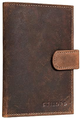 STILORD 'Yoshi' custodia per passaporto in vera pelle porta carte d'identità per uomini e donne portafoglio sottile porta carte vintage, Colore:calais - marrone