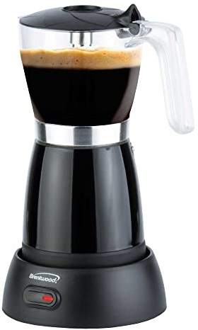 Brentwood TS-119BK 550-Watt Cordless Electric Moka Pot Espresso Machine, 6-Servings (Black)