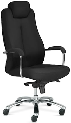 Nowy Styl Bürostuhl Sonata XXL, robuster und ergonomischer Chefsessel, 150 kg belastbar, gepolsterte Armlehnen, Multiblock-Mechanik, höhenverstellbare Kopfstütze, Farbe schwarz