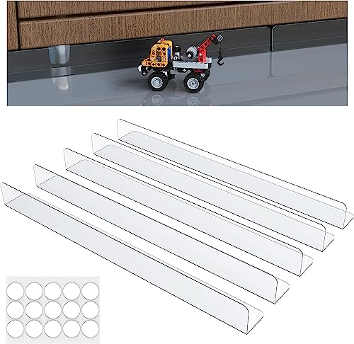 NOPWOK 5 Pack 1.6 * 1.6 * 16 Unter Couch Blocker, Gap Bumper unter Bett Blocker Sicherheit PVC einstellbar klar Spielzeug Blocker für Bett Sofa Barriere Blockierung mit starkem Klebstoff