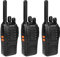 Talkie Walkie PT88E PMR446 sans Licence 16 Canaux, Rechargeable avec Chargeur USB, Lampe de Poche LED, Talkie Walkie Professionnel avec Oreillette pour la Famille, l'école (3pcs, Noir)