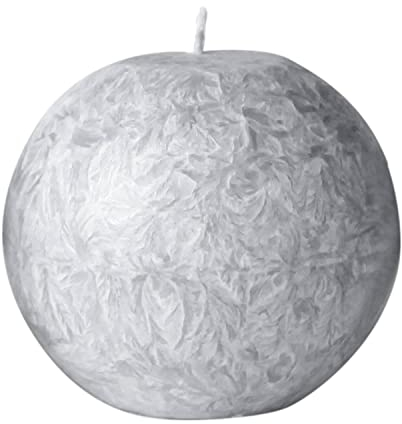 Bütic GmbH Kugelkerze aus Stearin - Ø 80mm Brenndauer ca. 25h, durchgefärbt mit strukturierter kristalliner Oberfläche in vielen, Farbe:Grau