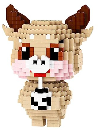Larcele 1248 Stücke Mikro Bausteine Spielzeug Kit, Mini Tier Bricks Bauen Bauklötze Satz KLJM-10(Ochse)