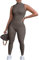 TOB Frauen Yoga Jumpsuits Workout Gerippt Ärmellos Sport Jumpsuits, Teeblatt, Small
