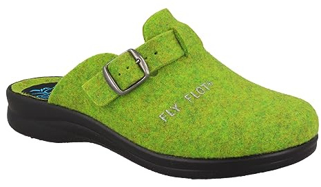 Fly Flot Damen Pantofole Donna in Pet Riciclato Con Fibbia Regolabile E Scritta, Sottopiede in PannoSchiebe-Sandalen