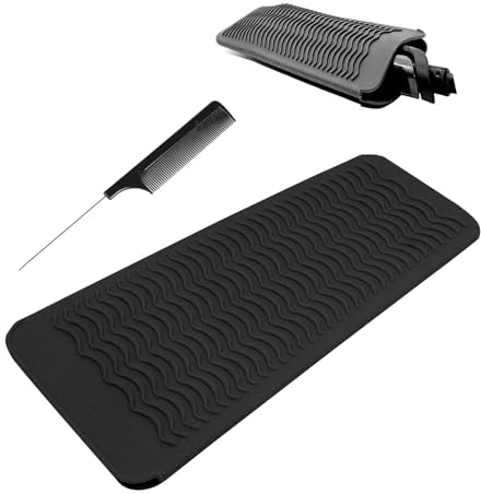 Funda de silicona resistente al calor,Almohadilla Resistente Al Calor,Alfombrilla Resistente al Calor Para Rizadores,Estera de Silicona Resistente al Calor(Negro)