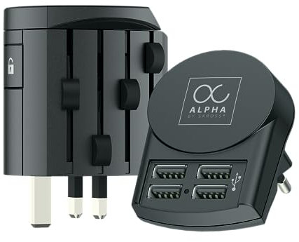 SKROSS - Alpha von Skross + 4 USB - Universal Reiseadapter von der Welt bis zur Welt - Spannung und Kraft: 100V - 1000W/250V - 2500W - 10a für Laptop und Haartrockner + 4 USB (24W - 4,8a)
