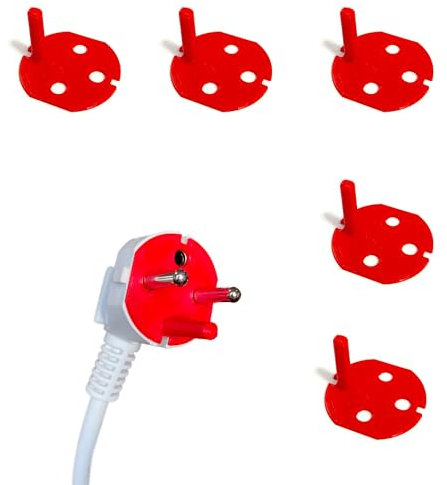 50 Détrompeurs de Prise Rouge Fiche Mâle - Courant 2P+T – Compatible avec Toutes les Prises electriques rouges Standards