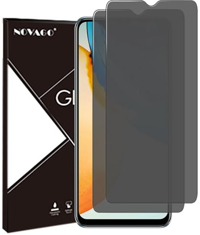 NOVAGO Compatible con Vivo Y70 y Vivo V21 5G – Lote de 2 protectores de pantalla de cristal templado resistente 0,33 mm 9H (tintado antiespíón)