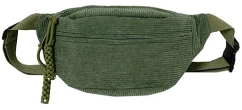 kmobruzy Sac banane unisexe en velours côtelé pour activités de plein air et voyage, Vert
