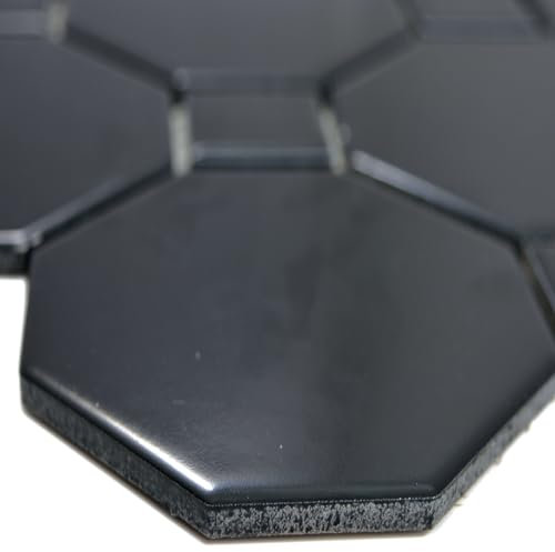 Keramik Mosaiksteine Octagon Fürstenberg Schwarz Achteck Badfliesen Boden Wand