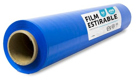 Film bleu pour emballage, plastique couvrant, film de couleur bleue pour emballage de boîtes de déménagement, protéger les meubles et les expéditions, dimensions 50 cm x 200 m étirables · m-office