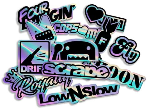 Finest Folia JDM Aufkleber Set für Auto Motorrad Helm Japan Stickerbomb japanische OEM Sticker Tuning Autoaufkleber Folie selbstklebend wetterfest R207 (Stickerbogen 5, Mit Hologramm Effekt)