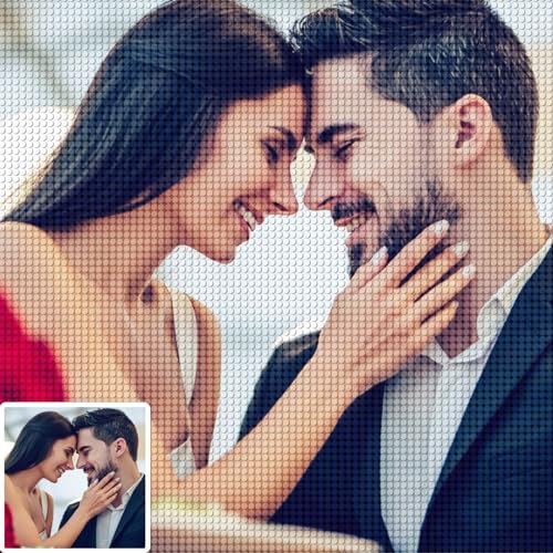 UM UPMALL Diamond Painting Personnalisé Photo - Custom 5D DIY Broderie Diamant Kit, Full Drill Broderie Peinture Photos Art Artisanat Idées de Décoration Murale Cadeaux, Square Diamond 40x60cm