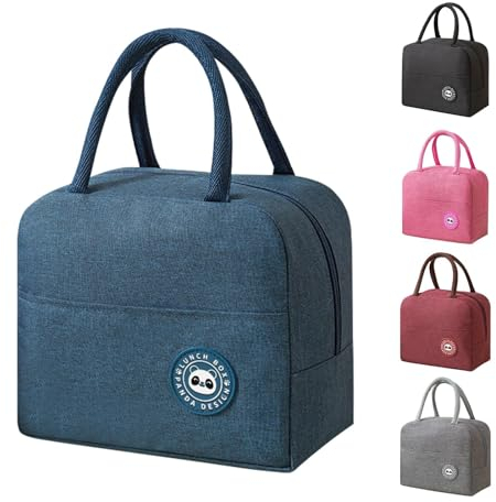 BRYN Bolsa Termica Porta Alimentos, 5.6L Bolso Termico, Bolsa Fiambrera Plegable, Bolsa Nevera para Trabajo, Escuela, Viajes, Camping, Picnic(Azul)