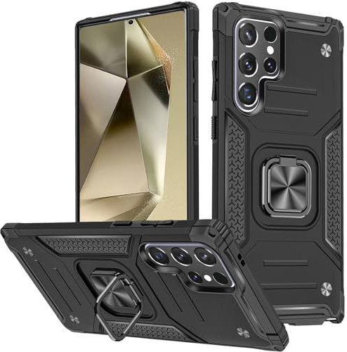 for Samsung galaxy s24 ultra Case, 360°Military Grade Rotatable Kickstand (Heavy Duty) Shockproof Protective Cases for Samsung s24 ultra (Black)
