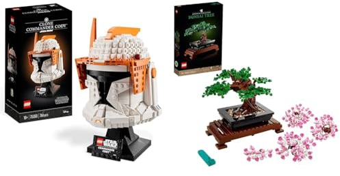 LEGO Star Wars Clone Commander Cody Helm Set & Icons Bonsai Baum Set für Erwachsene, Pflanzen Home Deko Set mit Blumen