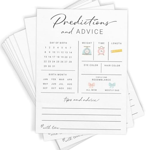 Baby Predictions & Advice for New Parents - Baby Shower Game, 30 Cards