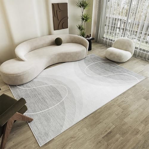 Tzvpsu Deko esstisch Pflegeleichter Wohnzimmerteppich Creme Grau Minimalistisches Design,esszimmerteppiche Wohnzimmer möbel,80x160cm