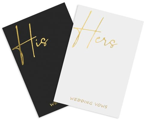 Prasacco 2 Stück Vow Books His and Hers, 14 x 9,8 cm Eheversprechen Heft Gelübdebücher für Sie und Ihn Gelübde Bücher für Hochzeit Papier für Ehegelübde (Schwarz, Weiß)