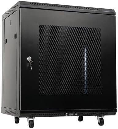 NICCOO 12U Server Rack Data Cabinet Wall Mounted 19inch Storage Rack Portable with 4 Detachable Wheels for Home, Office, Server Room Network Computer Equipment
